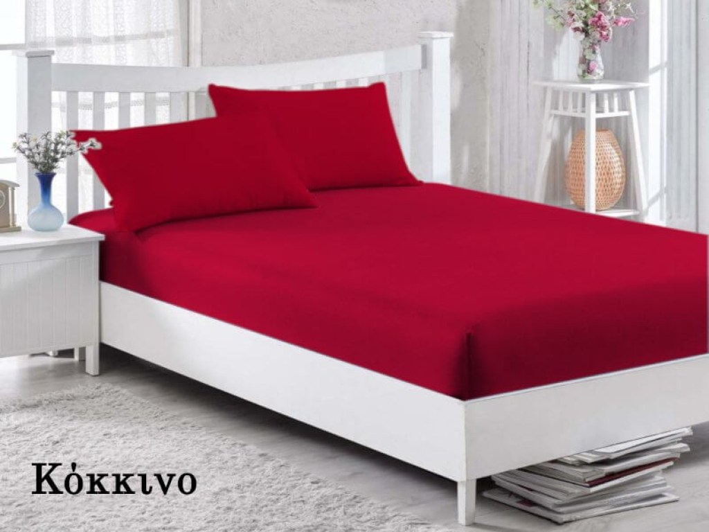 Κατωσέντονα με λάστιχο Κόκκινο Βαμβακερά Γαρύφαλλο | Γαρύφαλλο - Λευκά Είδη